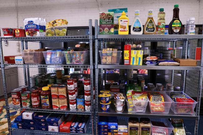 Shelves Stocked with Food in 's Lula Bell's Resource Center 